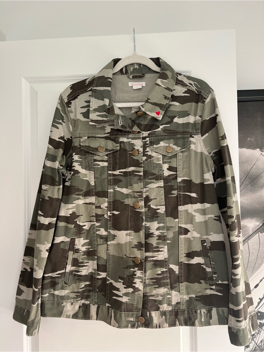 Ingrid’s & Isabel Camouflage Utility Jean Jacket - Olive & Neutral Camo